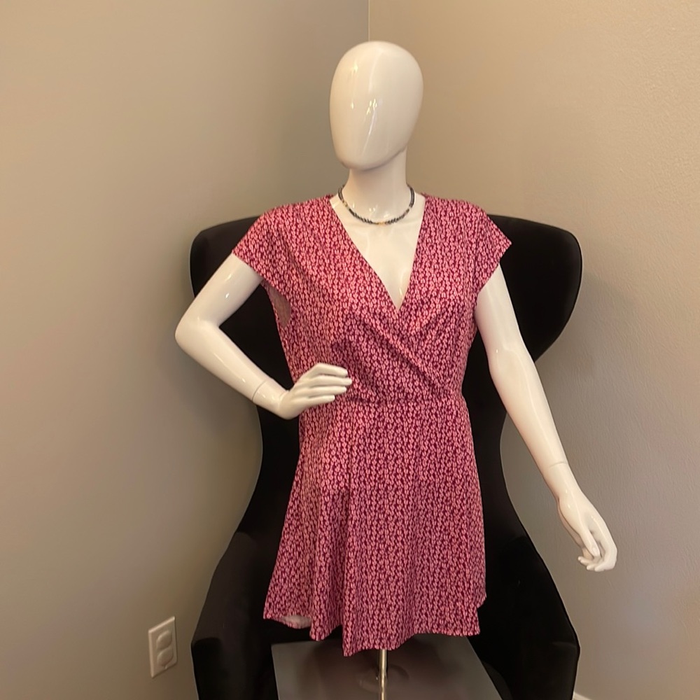 Pink floral babydoll dress, cotton and polyester